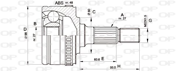 OPEN PARTS Шарнирный комплект, приводной вал CVJ5293.10